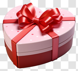 Gift Box - Heart-Shaped Gift Box With Red Ribbon Transparent PNG