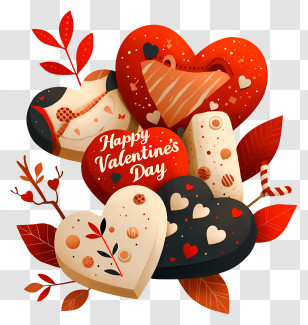 Happy Valentines Day - Valentine's Day Cookie Hearts Transparent PNG