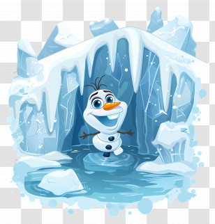 Frozen Olaf - Snowman In Ice Cave Transparent PNG