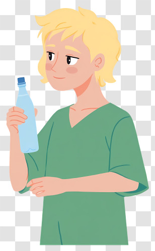 Woman Drinking Water - Blonde Boy Holding A Water Bottle Transparent PNG