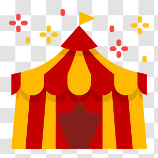 Carnival Circus Tent - Red And Yellow Circus Tent With Confetti Transparent PNG