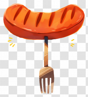 Grilled Sausage - Grilled Sausage On Fork Transparent PNG