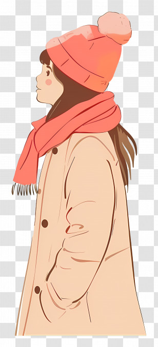 Girl In Winter Clothes - Girl In Winter Clothes With Scarf And Hat Transparent PNG