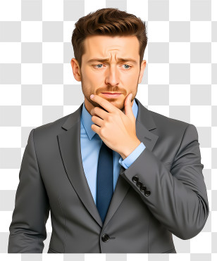 Bored Businessman - Contemplative Businessman In Grey Suit Transparent PNG