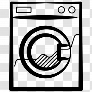 Clothes Washer - Black And White Washing Machine Outline Icon Transparent PNG