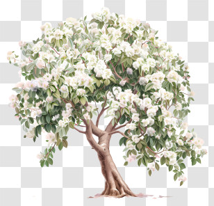 Blooming Tree - Blooming White Tree Illustration Transparent PNG