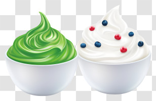 White Cups - Green And White Mousse Cups With Decorative Toppings Transparent PNG