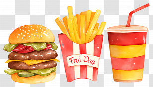 National Fast Food Day - Fast Food Illustration: Burger, Fries, And Soda Transparent PNG