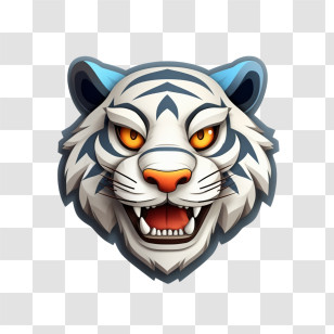 Tiger - White Tiger Illustration With Fierce Expression Transparent PNG