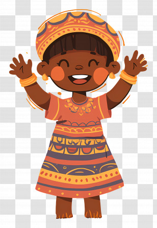 Africa Child Day - Cute Child In Traditional Clothing With Colorful Dress Transparent PNG
