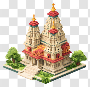 Minecraft Hindu Temple - Blocky Temple Structure Transparent PNG