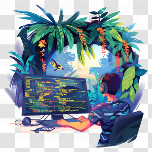 Coding - Coding In Jungle With Tropical Vibes Transparent PNG