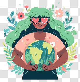 World Earth Day - Loving Earth And Nature Illustration Transparent PNG