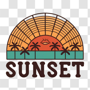 Sunset - Sunset Logo With Palm Trees Transparent PNG
