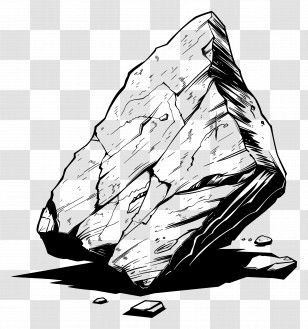 Rock - Rock Illustration In Black And White Style Transparent PNG