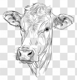 Emoji - Cow Head Sketch Drawing Transparent PNG
