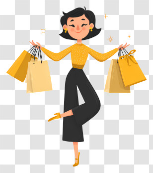 Woman Holding Shopping Bags - Joyful Shopper Carrying Bags Transparent PNG
