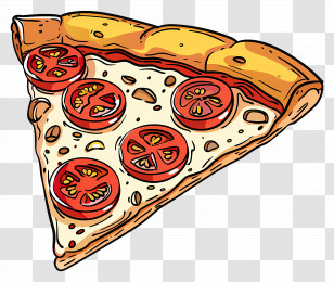 Pizza Slice - Delicious Pizza Slice With Tomatoes Transparent PNG
