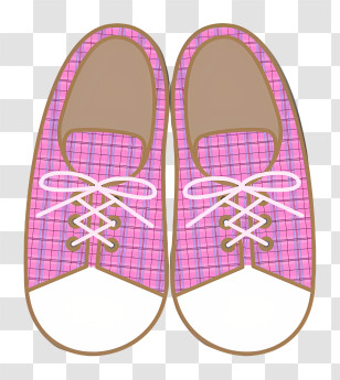 Cartoon - Pink Plaid Shoes With White Laces Transparent PNG