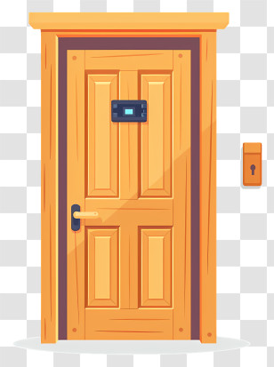 Wooden Door - Illustration Of A Wooden Door With A Lock Transparent PNG