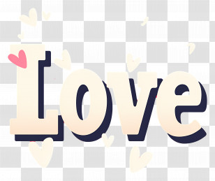 Love - Love Text With Heart Transparent PNG