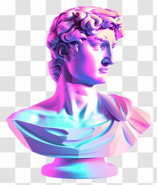 Vaporwave Statue - Colorful Bust Sculpture Transparent PNG
