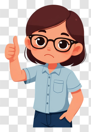 Girl Giving Thumbs Up - Serious Boy With Glasses Transparent PNG