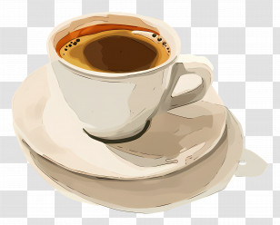 Espresso Coffee - Coffee Cup With Saucer For A Refreshing Drink Transparent PNG