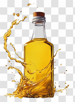 Cooking Oil - Oil Bottle With Splash Effect Transparent PNG
