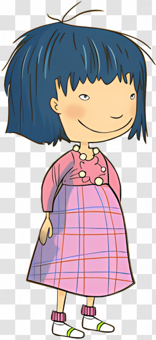 Stella And Sam - Playful Cartoon Girl Illustration Transparent PNG