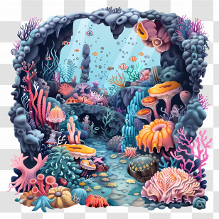 Underwater World - Vivid Coral Reef In Underwater World Transparent PNG