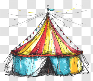 Tent Of Carnival - Circus Tent With Colorful Stripes Illustration Transparent PNG