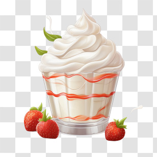 Whipped Cream - Fresh Strawberry Parfait With Cream Transparent PNG