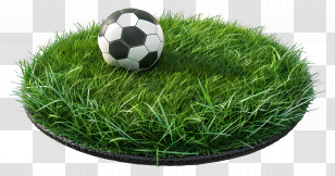 Soccer Ball - Soccer Ball On Round Grass Platform Transparent PNG