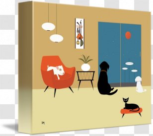 Mid-century Modern Digital Art Painting - Poster - Midcentury Transparent PNG