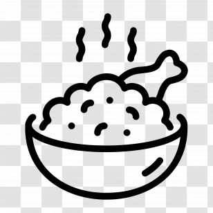Biryani - Bowl Of Food With Chicken Simple Line Drawing Transparent PNG