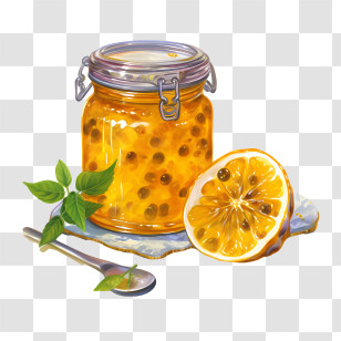 Fruit Jam - Jar Of Passion Fruit Jam With Fresh Slice Transparent PNG