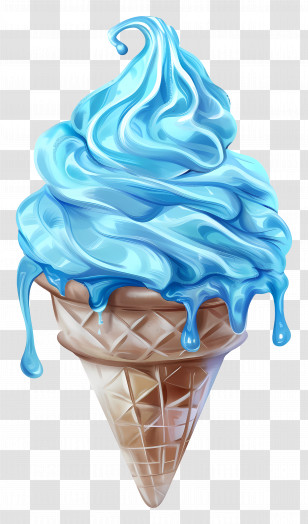 Blue Ice Cream - Blue Ice Cream In Waffle Cone Transparent PNG