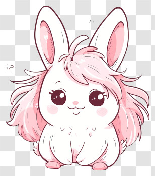 Kawaii - Cute Pink Fluffy Bunny Transparent PNG