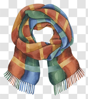 Watercolor Painting - Watercolor-Style Colorful Striped Scarf Transparent PNG