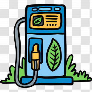Gas Station - Eco Fuel Pump With Leaf Design Transparent PNG