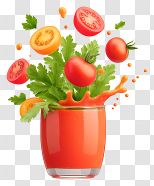 Gazpacho - Fresh Tomato Juice Splash With Parsley Transparent PNG
