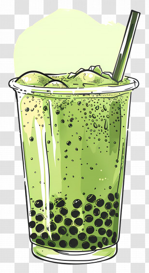 Matcha Bubble Tea - Illustration Of Green Bubble Tea Transparent PNG