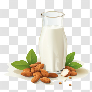 World Plant Milk Day - Glass Of Almond Milk With Fresh Almonds Transparent PNG