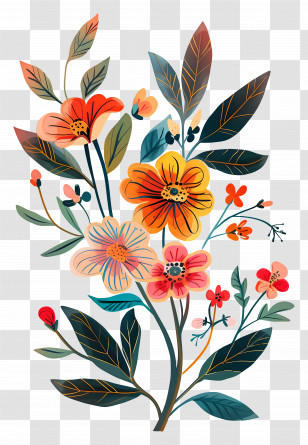 Flowers - Colorful Illustrated Flowers Transparent PNG