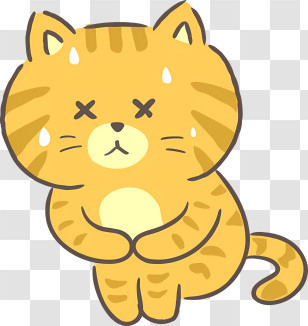 Sad Cat - Cute Orange Cartoon Cat With A Sad Expression Transparent PNG