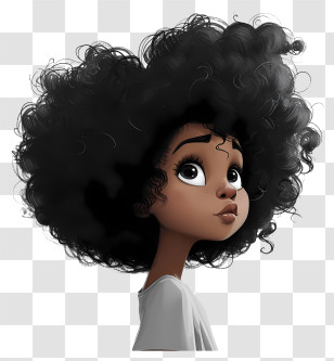 Black History Month - Cute Cartoon Girl With Curly Hair Transparent PNG