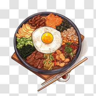 Korean Food - Delicious Korean Bibimbap Dish Transparent PNG