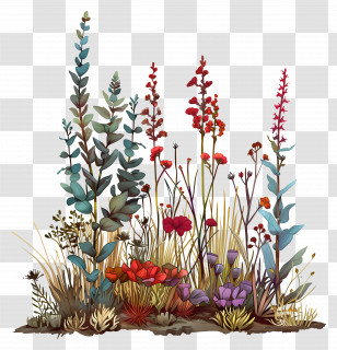 Tundra Vegetation - Illustration Of Wildflowers And Plants Transparent PNG