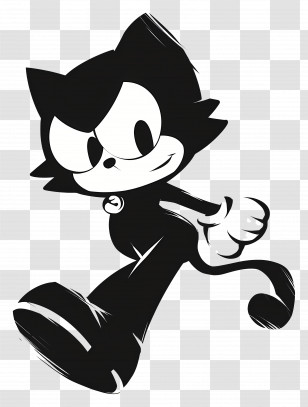 Felix The Cat - Black Cartoon Cat Walking Transparent PNG